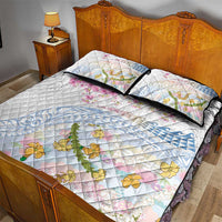 Hawaiian and Japanese Culture Together Quilt Bed Set Tribal Motifs with Lei and Japanese Sakura Pattern LT03 - Polynesian Pride