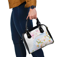 Hawaiian and Japanese Culture Together Shoulder Handbag Tribal Motifs with Lei and Japanese Sakura Pattern LT03 - Polynesian Pride