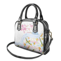 Hawaiian and Japanese Culture Together Shoulder Handbag Tribal Motifs with Lei and Japanese Sakura Pattern LT03 - Polynesian Pride
