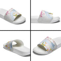 Hawaiian and Japanese Culture Together Slide Sandals Tribal Motifs with Lei and Japanese Sakura Pattern LT03 - Polynesian Pride