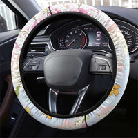 Hawaiian and Japanese Culture Together Steering Wheel Cover Tribal Motifs with Lei and Japanese Sakura Pattern LT03 - Polynesian Pride