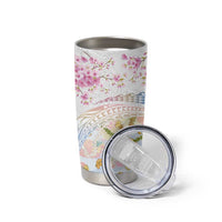 Hawaiian and Japanese Culture Together Tumbler Cup Tribal Motifs with Lei and Japanese Sakura Pattern LT03 - Polynesian Pride