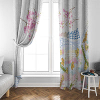 Hawaiian and Japanese Culture Together Window Curtain Tribal Motifs with Lei and Japanese Sakura Pattern LT03 - Polynesian Pride