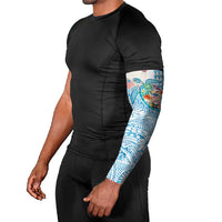 Hawaiian and Japanese Culture Together Arm Sleeves Tropical Honu with Japanese Elements Blue Color LT03 - Polynesian Pride