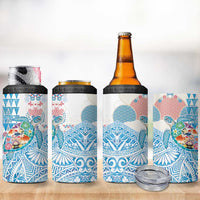 Hawaiian and Japanese Culture Together 4 in 1 Can Cooler Tumbler Tropical Honu with Japanese Elements Blue Color LT03 - Polynesian Pride