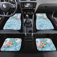 Hawaiian and Japanese Culture Together Car Mats Tropical Honu with Japanese Elements Blue Color LT03 Set 4pcs Blue - Polynesian Pride