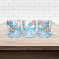 Hawaiian and Japanese Culture Together Ceramic Mug Tropical Honu with Japanese Elements Blue Color LT03 - Polynesian Pride