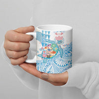 Hawaiian and Japanese Culture Together Ceramic Mug Tropical Honu with Japanese Elements Blue Color LT03 - Polynesian Pride
