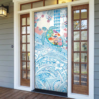 Hawaiian and Japanese Culture Together Door Cover Tropical Honu with Japanese Elements Blue Color LT03 - Polynesian Pride