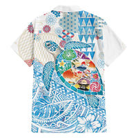 Hawaiian and Japanese Culture Together Family Matching Mermaid Dress and Hawaiian Shirt Tropical Honu with Japanese Elements Blue Color LT03 - Polynesian Pride