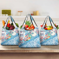 Hawaiian and Japanese Culture Together Grocery Bag Tropical Honu with Japanese Elements Blue Color LT03 3-pack One Size Blue - Polynesian Pride