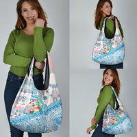 Hawaiian and Japanese Culture Together Grocery Bag Tropical Honu with Japanese Elements Blue Color LT03 - Polynesian Pride