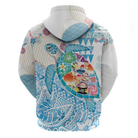 Hawaiian and Japanese Culture Together Hoodie Tropical Honu with Japanese Elements Blue Color LT03 - Polynesian Pride