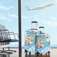 Hawaiian and Japanese Culture Together Luggage Cover Tropical Honu with Japanese Elements Blue Color LT03 - Polynesian Pride
