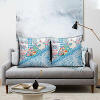 Hawaiian and Japanese Culture Together Pillow Cover Tropical Honu with Japanese Elements Blue Color LT03 - Polynesian Pride