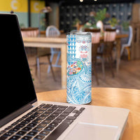 Hawaiian and Japanese Culture Together Skinny Tumbler Tropical Honu with Japanese Elements Blue Color LT03 - Polynesian Pride