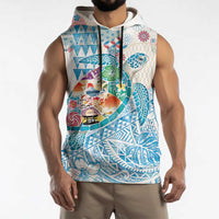 Hawaiian and Japanese Culture Together Sleeveless Hoodie Tropical Honu with Japanese Elements Blue Color LT03 - Polynesian Pride