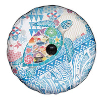 Hawaiian and Japanese Culture Together Spare Tire Cover Tropical Honu with Japanese Elements Blue Color LT03 - Polynesian Pride