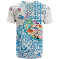 Hawaiian and Japanese Culture Together T Shirt Tropical Honu with Japanese Elements Blue Color LT03 - Polynesian Pride