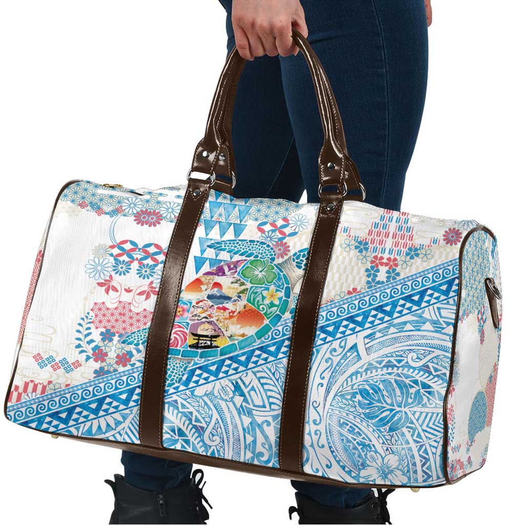 Hawaiian and Japanese Culture Together Travel Bag Tropical Honu with Japanese Elements Blue Color LT03 - Polynesian Pride