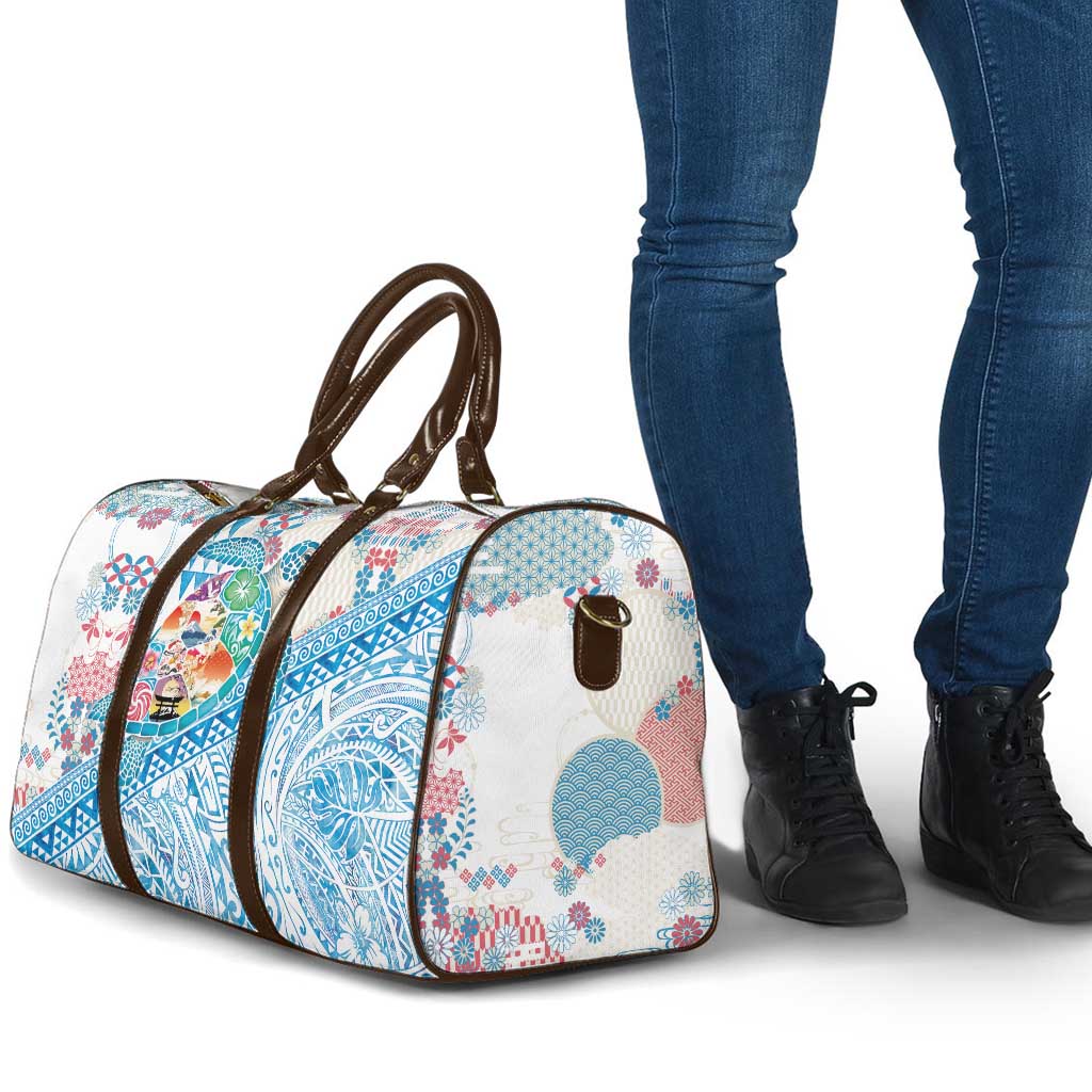 Hawaiian and Japanese Culture Together Travel Bag Tropical Honu with Japanese Elements Blue Color LT03 - Polynesian Pride