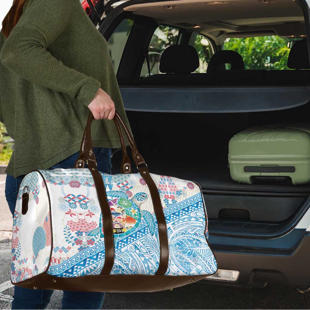 Hawaiian and Japanese Culture Together Travel Bag Tropical Honu with Japanese Elements Blue Color LT03 - Polynesian Pride