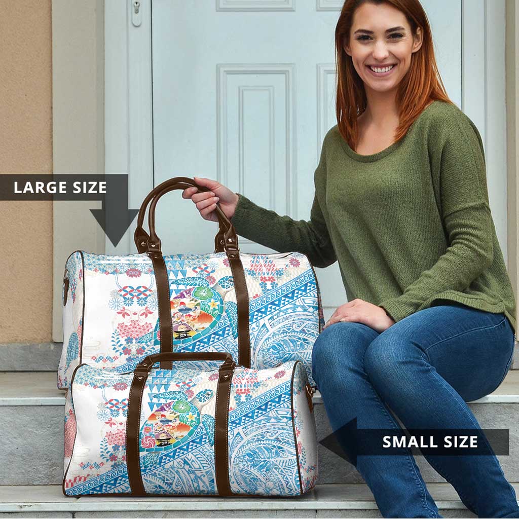 Hawaiian and Japanese Culture Together Travel Bag Tropical Honu with Japanese Elements Blue Color LT03 - Polynesian Pride