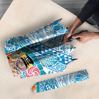 Hawaiian and Japanese Culture Together Umbrella Tropical Honu with Japanese Elements Blue Color