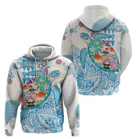 Hawaiian and Japanese Culture Together Zip Hoodie Tropical Honu with Japanese Elements Blue Color LT03 - Polynesian Pride