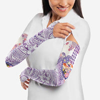 Hawaiian and Japanese Culture Together Arm Sleeves Tropical Honu with Japanese Elements Purple Color LT03 - Polynesian Pride