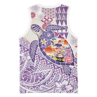Hawaiian and Japanese Culture Together Basketball Jersey Tropical Honu with Japanese Elements Purple Color LT03 - Polynesian Pride