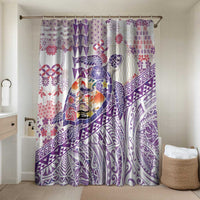 Hawaiian and Japanese Culture Together Bathroom Set Tropical Honu with Japanese Elements Purple Color LT03 Shower Curtain Only Purple - Polynesian Pride