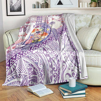 Hawaiian and Japanese Culture Together Blanket Tropical Honu with Japanese Elements Purple Color LT03 Purple - Polynesian Pride