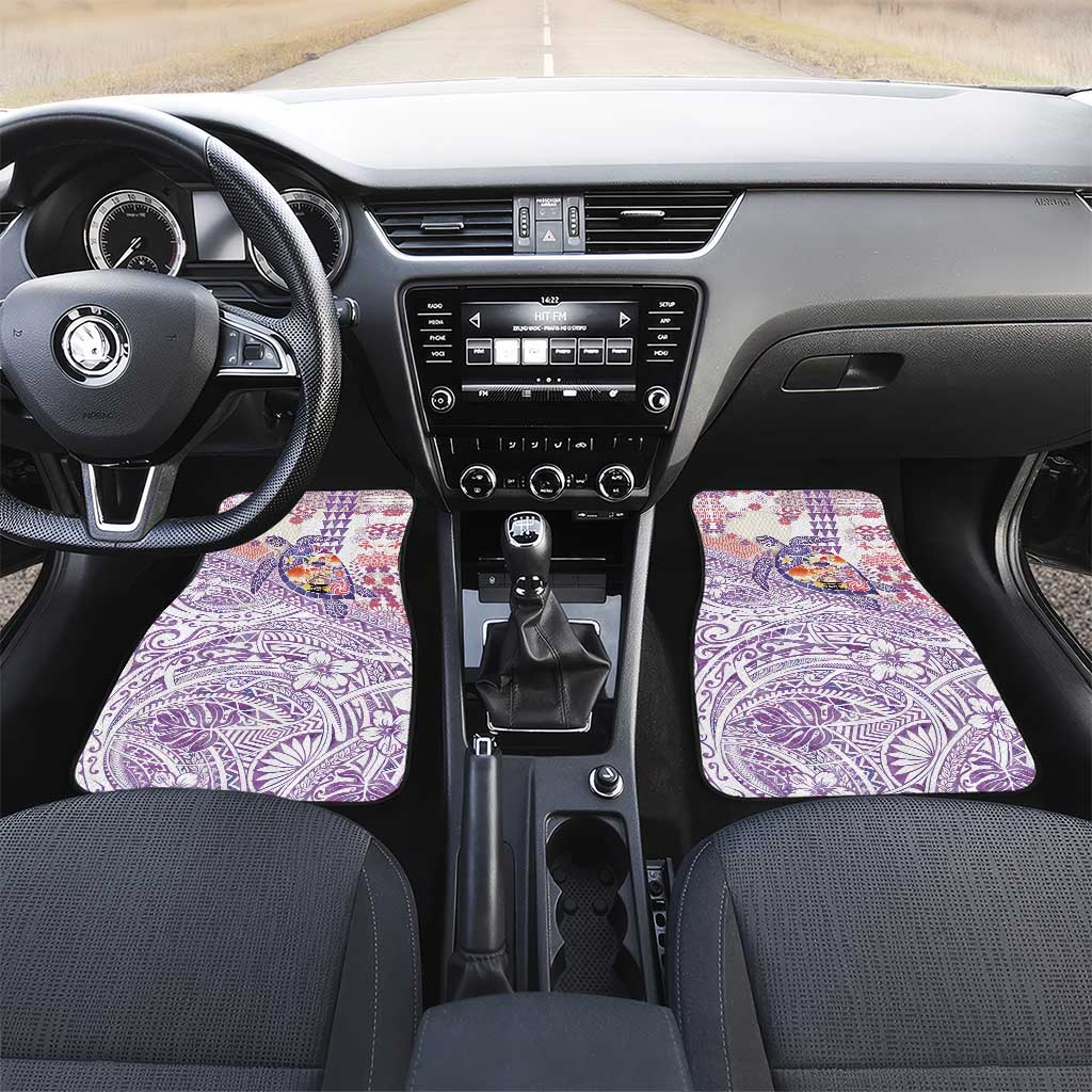 Hawaiian and Japanese Culture Together Car Mats Tropical Honu with Japanese Elements Purple Color LT03 Set 2pcs - Front Purple - Polynesian Pride