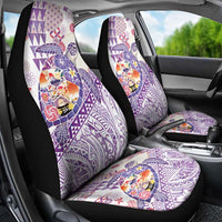 Hawaiian and Japanese Culture Together Car Seat Cover Tropical Honu with Japanese Elements Purple Color LT03 - Polynesian Pride