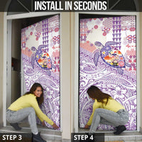 Hawaiian and Japanese Culture Together Door Cover Tropical Honu with Japanese Elements Purple Color LT03 - Polynesian Pride