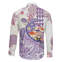 Hawaiian and Japanese Culture Together Family Matching Puletasi and Hawaiian Shirt Tropical Honu with Japanese Elements Purple Color LT03 - Polynesian Pride