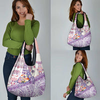 Hawaiian and Japanese Culture Together Grocery Bag Tropical Honu with Japanese Elements Purple Color LT03 - Polynesian Pride