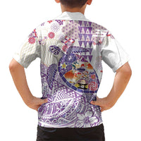 Hawaiian and Japanese Culture Together Hawaiian Shirt Tropical Honu with Japanese Elements Purple Color LT03 - Polynesian Pride