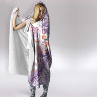 Hawaiian and Japanese Culture Together Hooded Blanket Tropical Honu with Japanese Elements Purple Color LT03 - Polynesian Pride