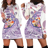 Hawaiian and Japanese Culture Together Hoodie Dress Tropical Honu with Japanese Elements Purple Color LT03 - Polynesian Pride