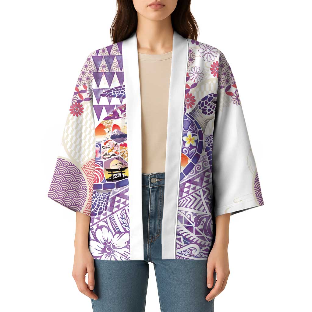 Hawaiian and Japanese Culture Together Kimono Tropical Honu with Japanese Elements Purple Color LT03 - Polynesian Pride