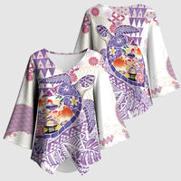 Hawaiian and Japanese Culture Together Kimono Sleeve Blouse Tropical Honu with Japanese Elements Purple Color LT03 - Polynesian Pride