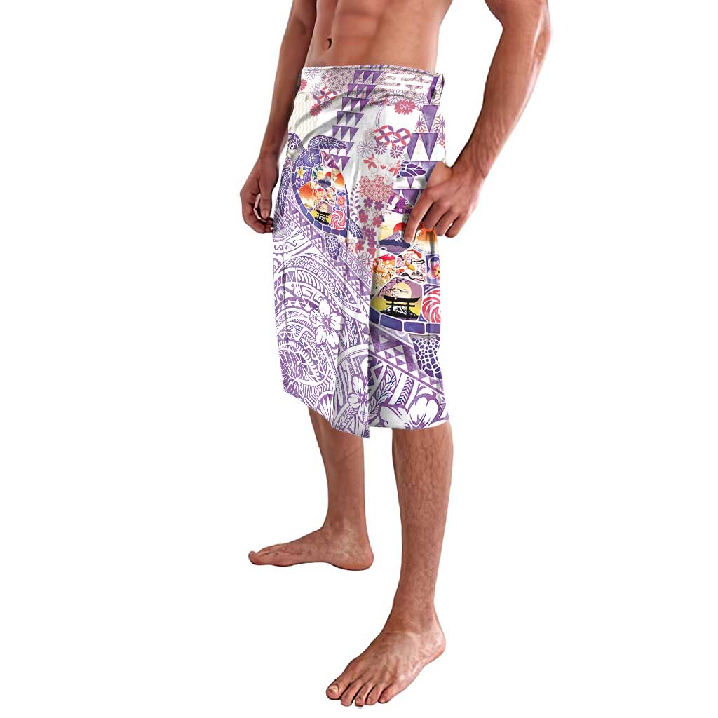 Hawaiian and Japanese Culture Together Lavalava Tropical Honu with Japanese Elements Purple Color LT03 - Polynesian Pride