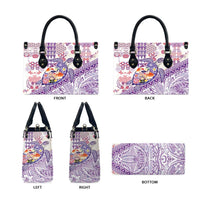 Hawaiian and Japanese Culture Together Leather Bag Tropical Honu with Japanese Elements Purple Color LT03 - Polynesian Pride