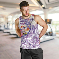 Hawaiian and Japanese Culture Together Men Tank Top Tropical Honu with Japanese Elements Purple Color LT03 Purple - Polynesian Pride