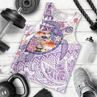 Hawaiian and Japanese Culture Together Men Tank Top Tropical Honu with Japanese Elements Purple Color LT03 - Polynesian Pride