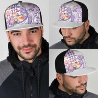 Hawaiian and Japanese Culture Together Mesh Trucker Cap Tropical Honu with Japanese Elements Purple Color LT03 - Polynesian Pride
