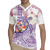 Hawaiian and Japanese Culture Together Rugby Jersey Tropical Honu with Japanese Elements Purple Color LT03 - Polynesian Pride