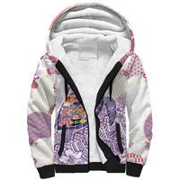 Hawaiian and Japanese Culture Together Sherpa Hoodie Tropical Honu with Japanese Elements Purple Color LT03 Unisex Purple - Polynesian Pride
